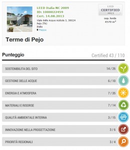 Certificato LEED Terme Pejo